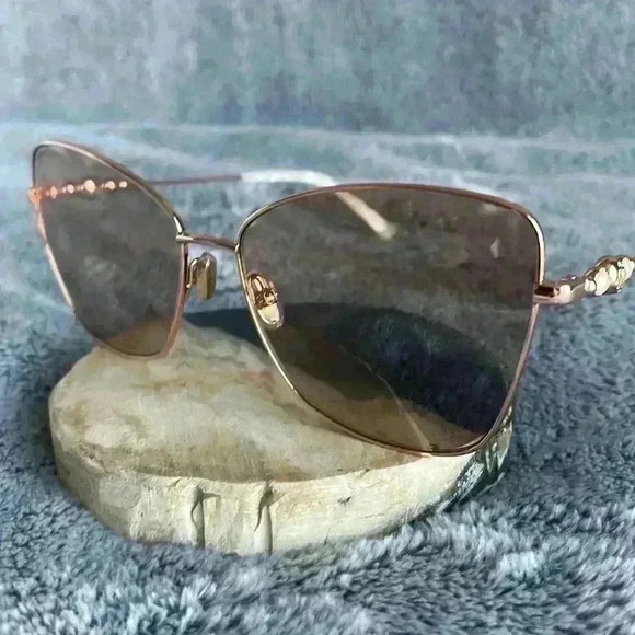 Jimmy Choo 56mm Tesos Square Sunglasses in Gold Copper/ Pink Flash Slv NWT - Picture 7 of 11